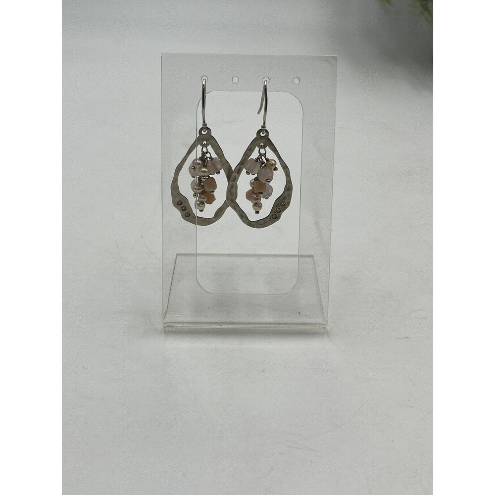 Silpada Earrings W2211 Blush Grape Pink‎ Soapstone Pearl Quartz Dangle Silver - Picture 3 of 12